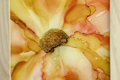 ‘Honey Coral Blossom’ 8x8 alcohol ink, yupo paper on hardboard, resin finish 175-