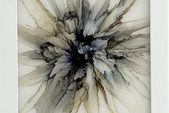 ‘Shades of Grey in Bloom’ 6x6 alcohol ink on tile, resin finish 165-