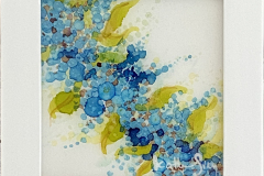 ‘Trailing Blues’ 4x4 alcohol ink on gesso panel, resin finish 85-SOLD