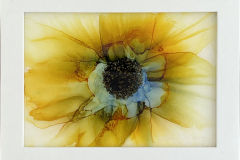 ‘Yellow Sunflower’ 5x7 alcohol ink on gesso panel, resin finish 165-